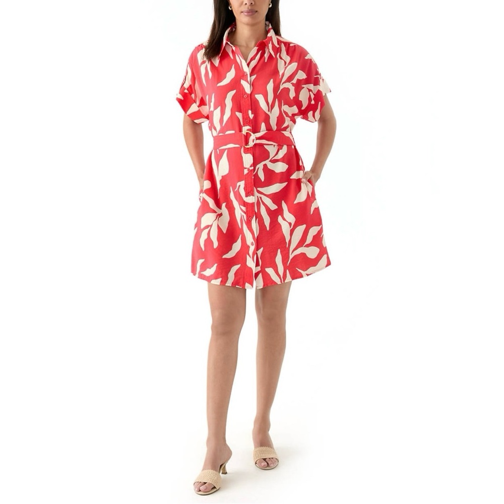 Emma & Michele | NWT Short Sleeve Collar Neck Printed Airflow A-Line Dress